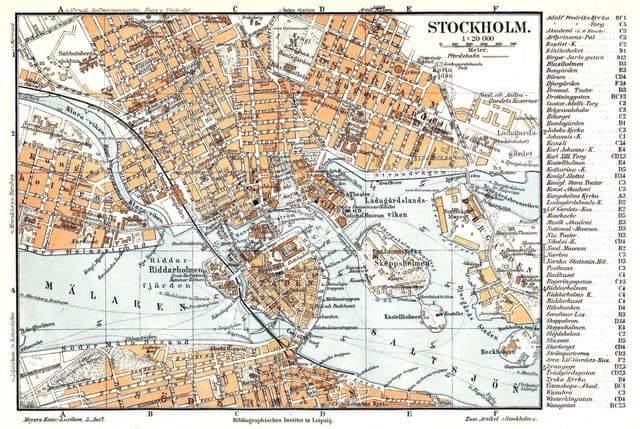 Plan antique de Stockholm
