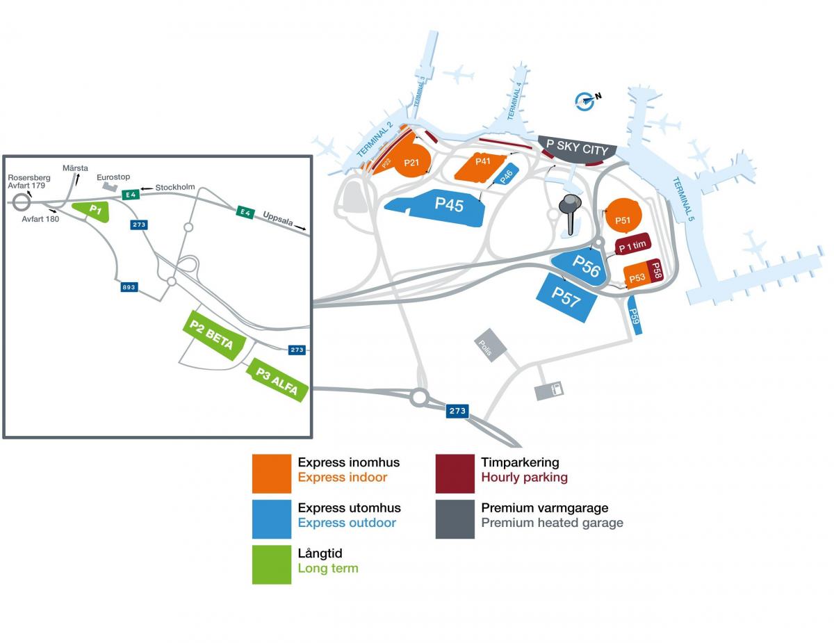 Plan des terminaux aéroport de Stockholm