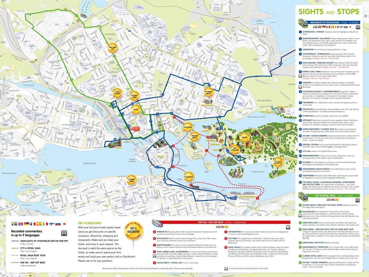 Plan des excursions à pied de Stockholm