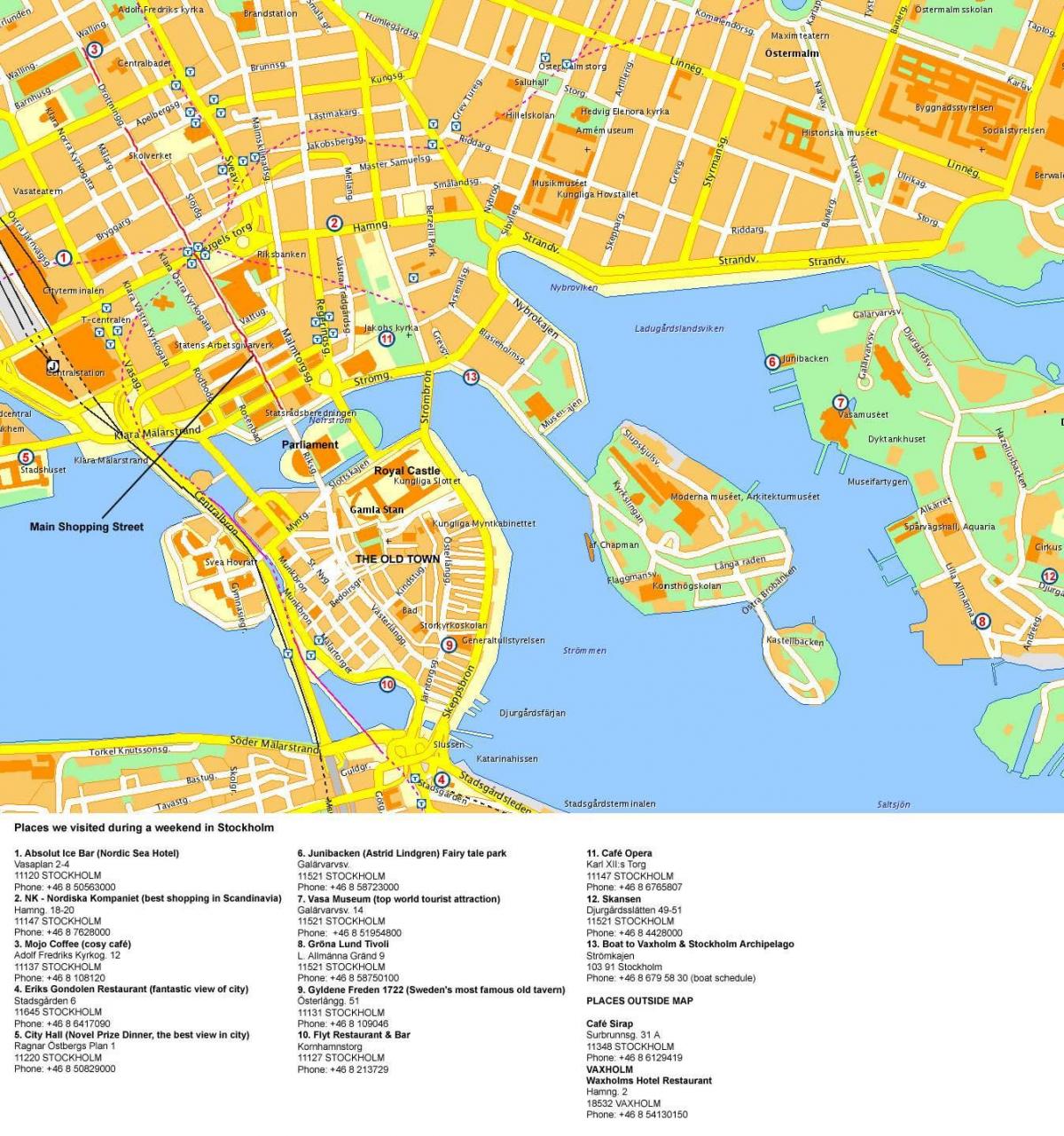 Plan du centre ville de Stockholm