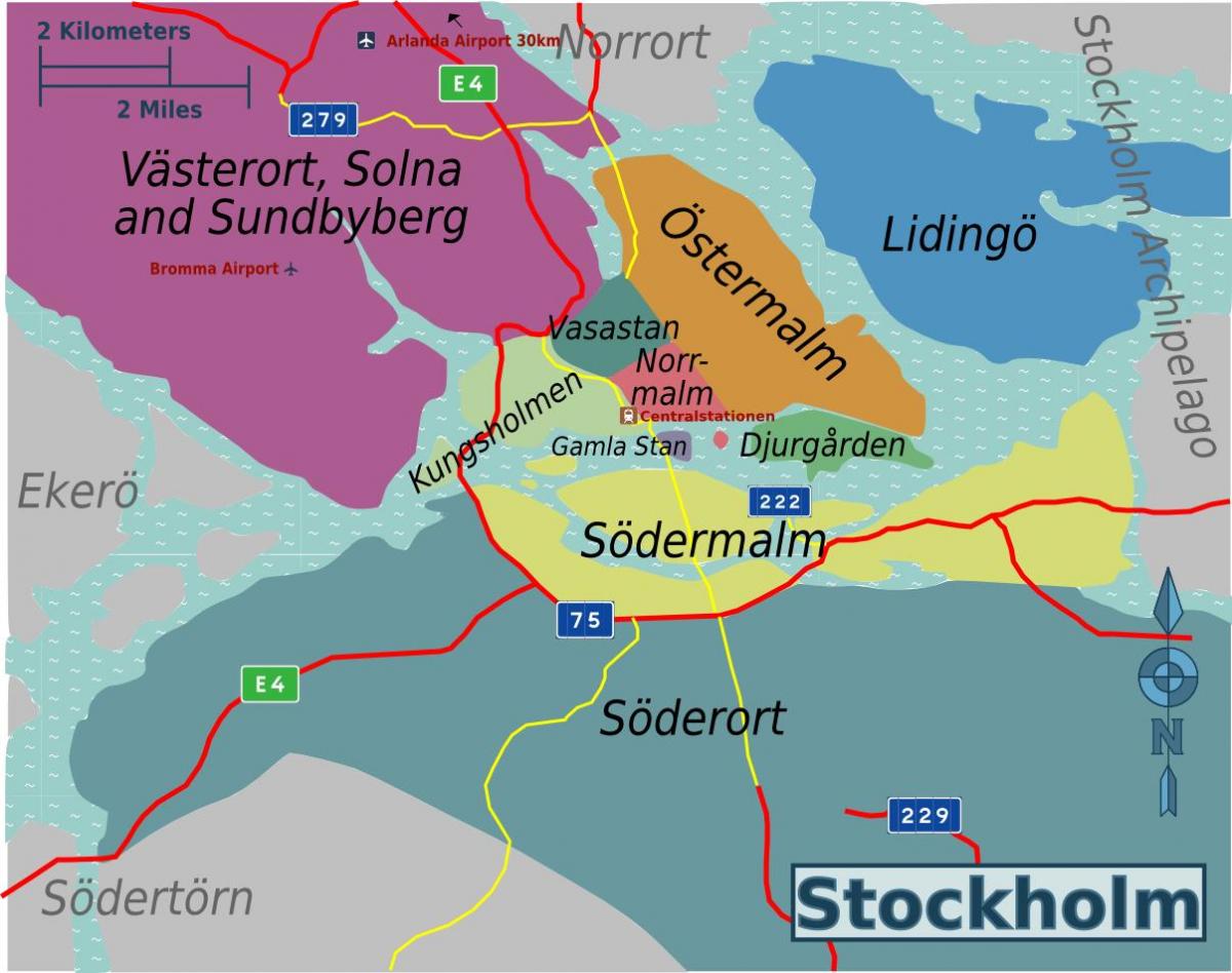 Plan des quartiers de Stockholm