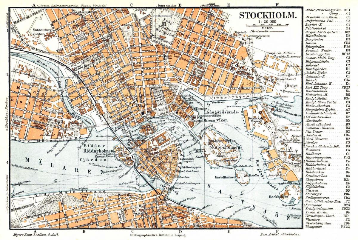 Plan antique de Stockholm